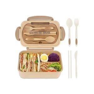 Bento Box Lunch Containers, LeakProof Lunch Box with Utensils BPA Free Tan